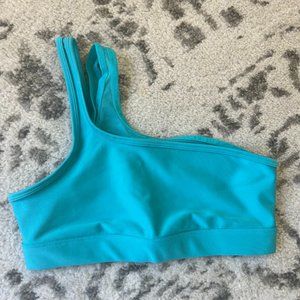 ALO Yoga One-Shoulder Crop Top in Teal Blue
